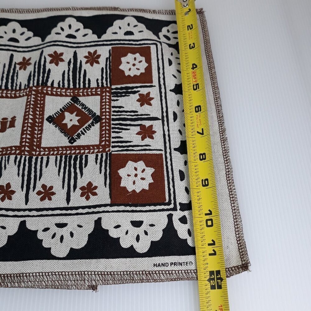 Linen Placemats Hand Printed Made in Fiji French Polynesian Tiki Ethnic (8) - Picture 6 of 9